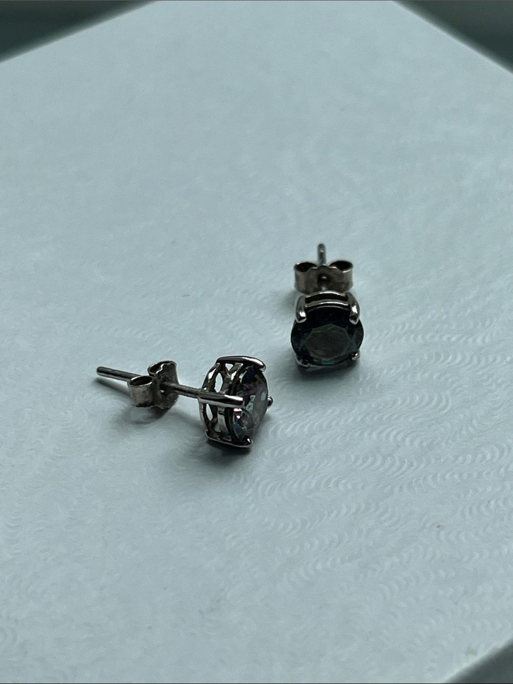 Sterling Silver Rainbow Topaz Stud Earrings - Picture 2 of 3